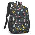 thumbnail image 2 of Dog Paw Print and Bones Black Pattern 17" School Backpacks for Teens,Waterproof Oxford Fabric,S-Shape Padded Straps for School,Travel,Hiking,Camping, 2 of 6