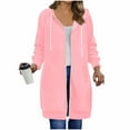 thumbnail image 5 of FDGIU Women's Oversized Zip Up Long Hoodie - Lightweight Fleece Long Tunic Jacket with Pockets, Winter Warm Cozy Sweatshirt, 5 of 6