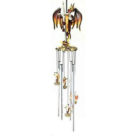 Excalibur Sword Fire Night Dragon Resonant Relaxing Wind Chime Garden Patio