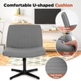 thumbnail image 5 of HYJY Criss Cross Chair Armless Office Chair No Wheels Modern Swivel Height Adjustable Ergonomic Desk Chair with Wide Seat Computer Task Vanity Chair for Home Office,Grey, 5 of 13