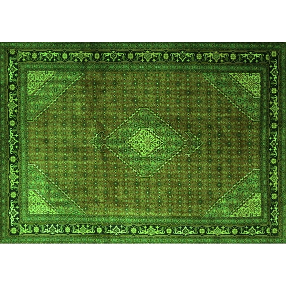 Ahgly Company Indoor Rectangle Medallion Green Traditional Area Rugs, 2' x 5'