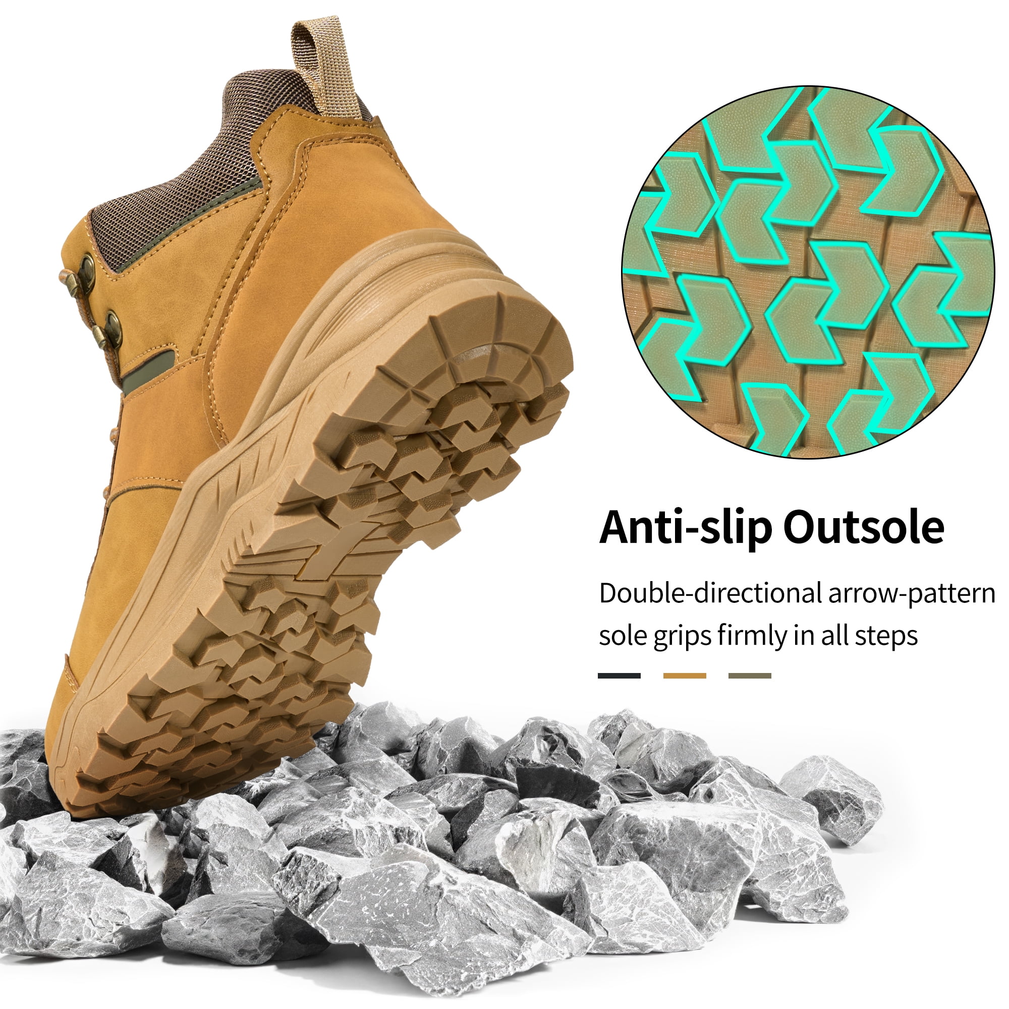 MeMoride Men's Ankle High Waterproof Hiking Boots Outdoor Trekking Camping Shoes