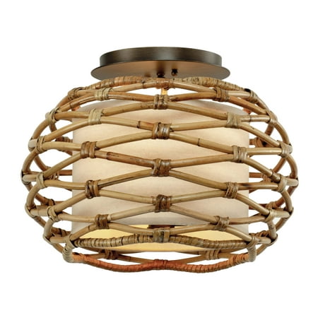 

Troy Lighting-C6740-Balboa Three Light Ceiling Semi Flush Bronze with Natural Rattan and Hardback