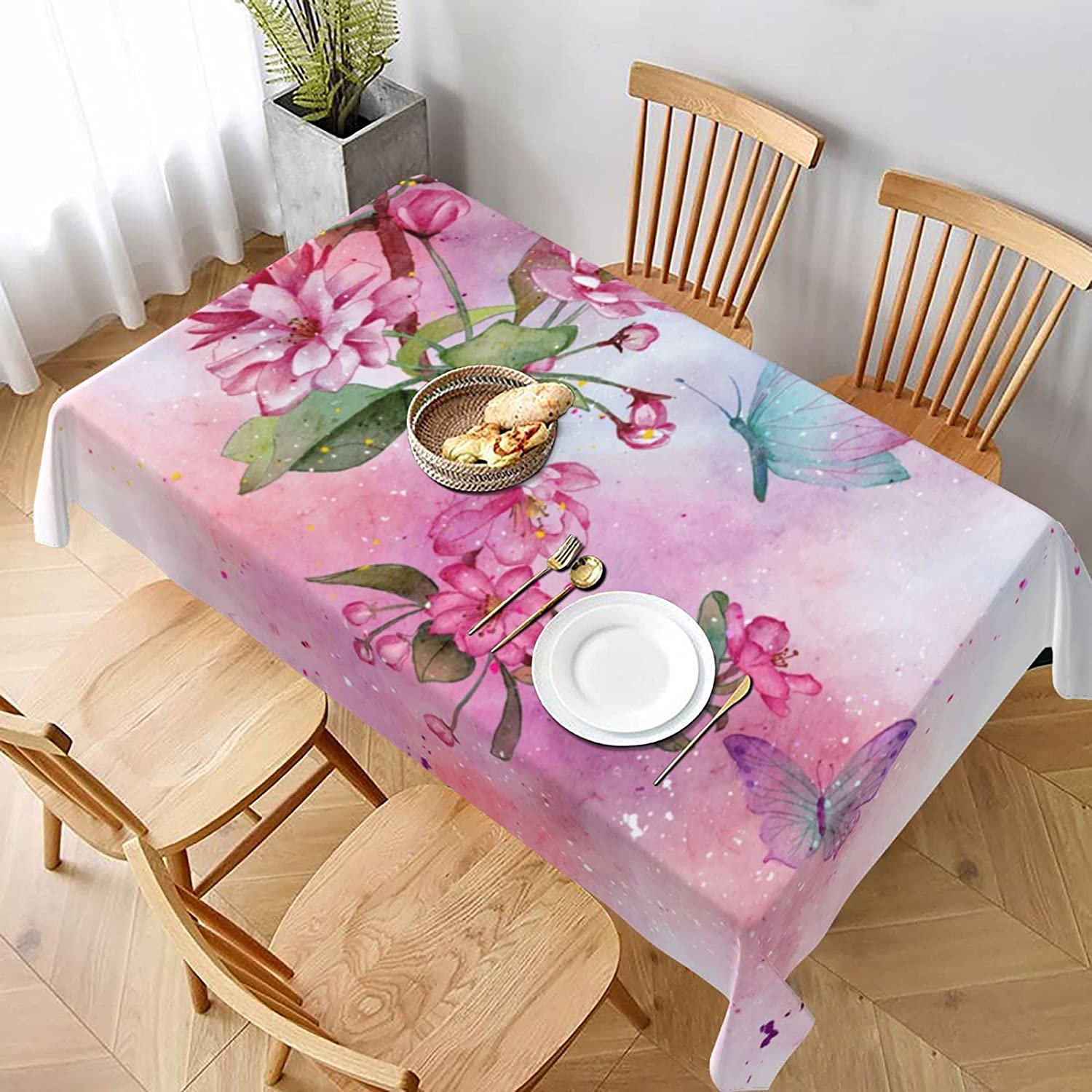 Begonia Flowers Birds Floral Watercolor Tablecloth Rectangle Washable Table Covers For Indoor And Outdoor Party Wedding Picnic Dec 60 90 Inches Walmart Canada