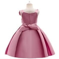 thumbnail image 4 of Mercatoo Little Girl Satin Dress Kids Toddler Baby Girls Summer Solid 𝐂osplay Ruffle Short Sleeve Bow Tie Princess Dress, 4 of 5