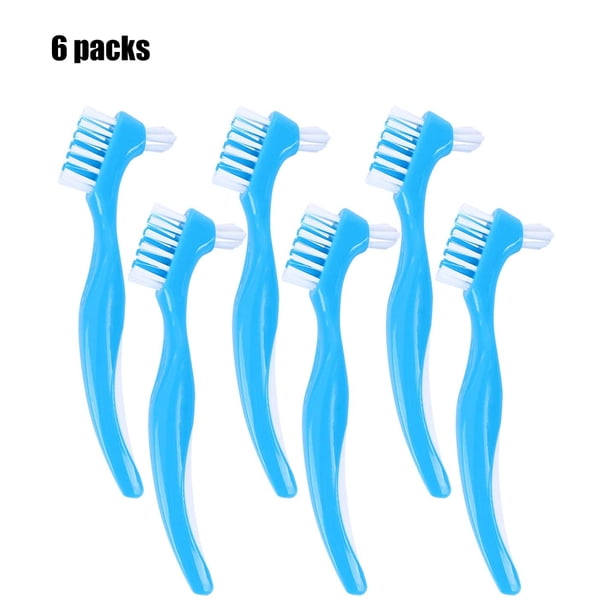 5 cepillos para dentaduras postizas de doble cara para limpieza de dentaduras postizas.