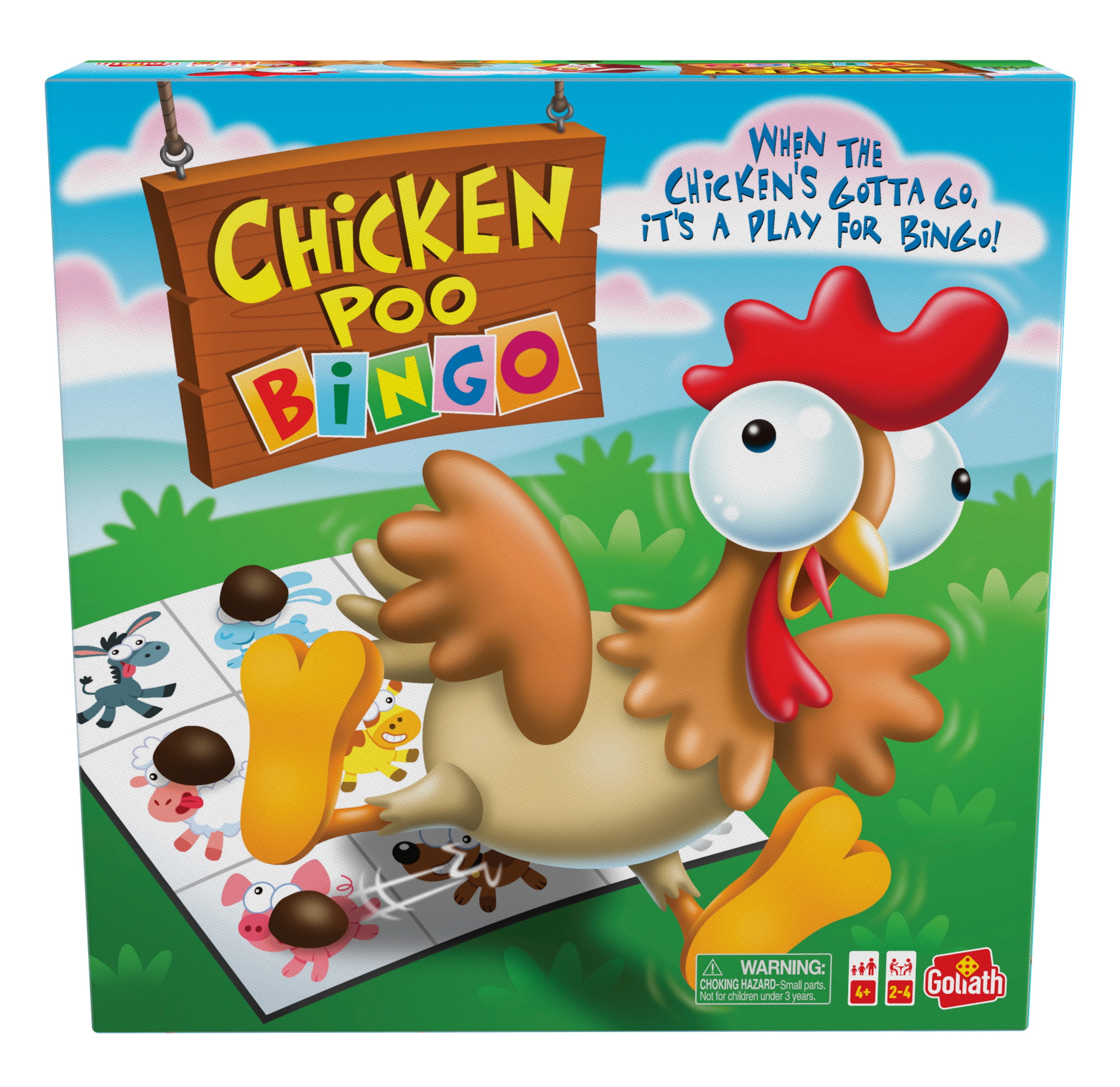 Goliath Chicken Poo Bingo Game - Wind-up Novelty Chicken Drops Poos on  Bingo Game Board 