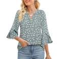 thumbnail image 6 of SOMER Boho Tops for Women Dressy Casual Blouses 3/4 Sleeve Floral Print Shirts,2026 Fall, 6 of 6