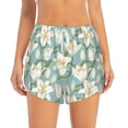 thumbnail image 2 of Xecao's Lilies Flowers for a double-layer running short for women, perfect for gym, tennis, and more, featuring a convenient pocket., 2 of 9