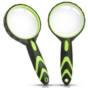 TSV 2pcs Handheld Magnifying Glass with LED Light, Handheld Reading Magnifier, 3x High Magnification Ideal for Reading, Maps, Coins, Jewelry Inspections