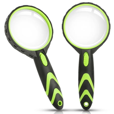 TSV 2pcs Handheld Magnifying Glass with LED Light, Handheld Reading Magnifier, 3x High Magnification Ideal for Reading, Maps, Coins, Jewelry Inspections