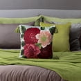 thumbnail image 3 of JWH Throw Pillow Cover Sage Tassels Red Peony Pink Floral Light Green 18x18Inches Farmhouse Bohemian Decor (No Insert), 3 of 9