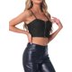 thumbnail image 4 of INSPIRAR CHIC Top de Mujer de Mezclilla con Cremallera Sin Mangas Tirantes Espagueti Bustier Crop Tops L Negro, 4 of 6