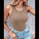 thumbnail image 5 of Camisetas Sin Mangas con Sujetador Incorporado, Camisetas Deportivas Sin Mangas para Mujer, Camisetas Sin Mangas Acanaladas para Hacer Ejercicio, Camisetas para Correr Caqui M, 5 of 10