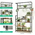 thumbnail image 3 of Large 6 Tier Metal Flower Rack Plant Stand with Grow Lights Bonsai Shelf for Indoor with Hanging Hook Plant Shelves Square Flower Plant Stand for Balcony Hallways, 3 of 7