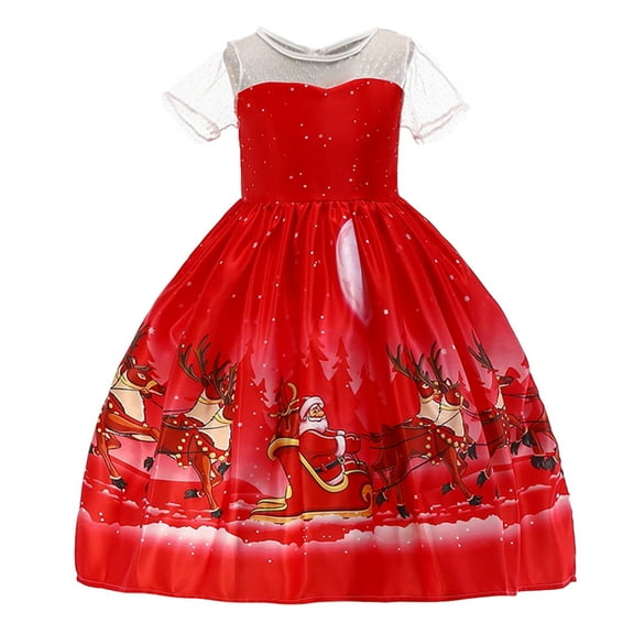 SXcggal Princess Girls Pageant Christmas Xmas Dress Party Child Kids Dance Gown Girls Dress&Skirt Relaxed Christmas Girls Dress