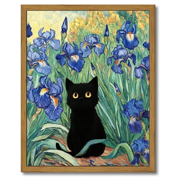 Drsoum Cat Wall Art Vintage Garden Canvas Wall Decor Funny Black Cat Poster Prints PaintingsBathroombedroomLiving Room Artwork Decorations 11x14in Brown Framed