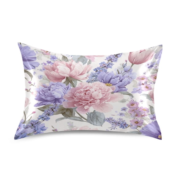 Satin Pillowcase Home Luxury Envelope Pillowcases Soft And Smooth Lavender Florals