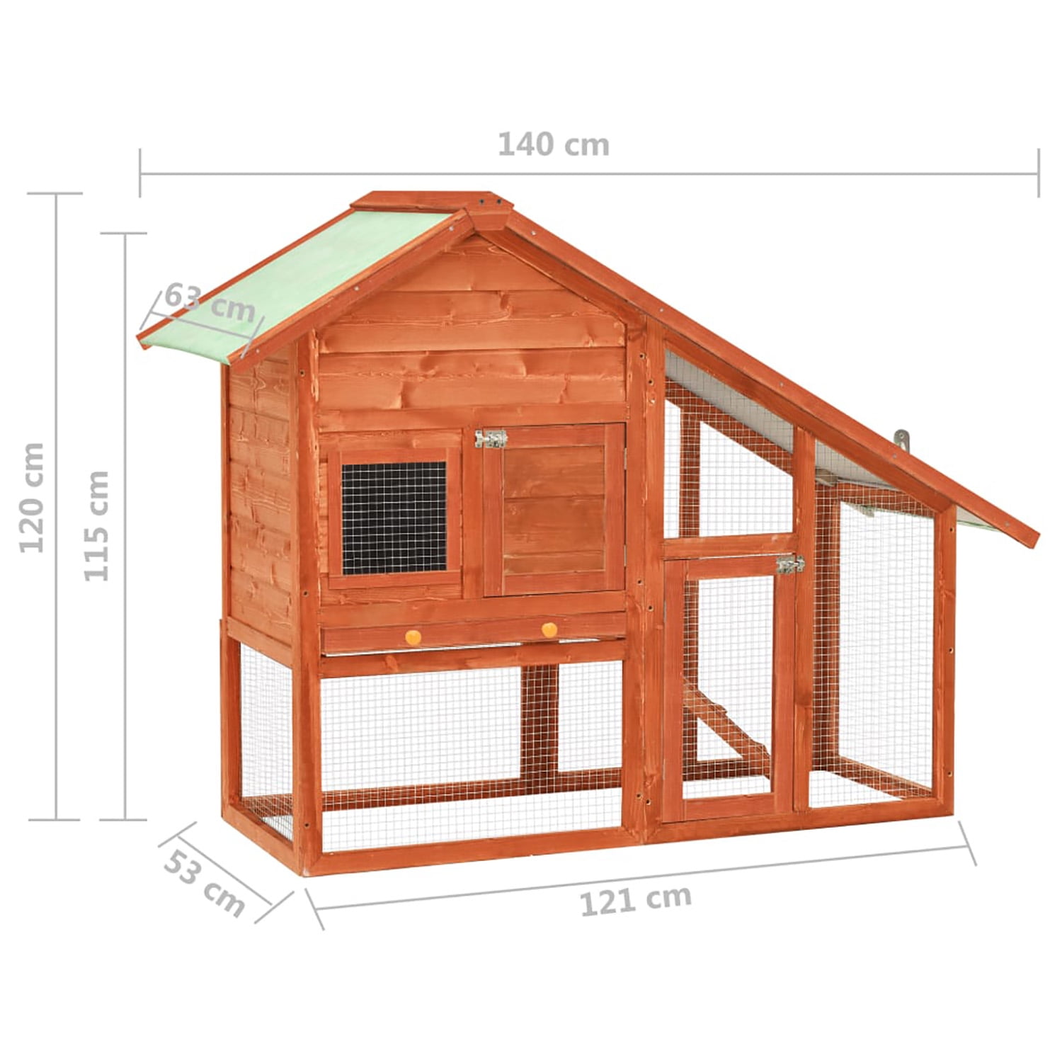 Pefilos 55" Outdoor Rabbit Hutch with Run, Large 2-Story Wooden Bunny Cage for Exercise, Comfort Bunny Condo, Two Doors and a Pull-out Tray Easy to Clean, Orange Pefilos 55" Outdoor Rabbit Hutch with Run, Large 2-Story Wooden Bunny Cage for Exercise, Comfort Bunny Condo, Two Doors and a Pull-out Tray Easy to Clean, Orange