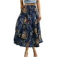 thumbnail image 2 of Mqqzkk Women's Floral Skirts A-line Long Tiered Ruffle Boho Midi Skirt Fashion Pleated Skirts High Waisted Fashion Skirt, 2 of 8