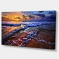 thumbnail image 2 of Sunset over Blue Tinged Waves - Seashore Photo Canvas Art Print, 2 of 3