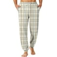 thumbnail image 2 of Domuza Mens Pajama Pants Plaid Loose Comfy Stretch Drawstring Jogger Sleep Pants Lightweight Soft Casual Lounge Pjs Trousers with Pockets Khaki XL, 2 of 9
