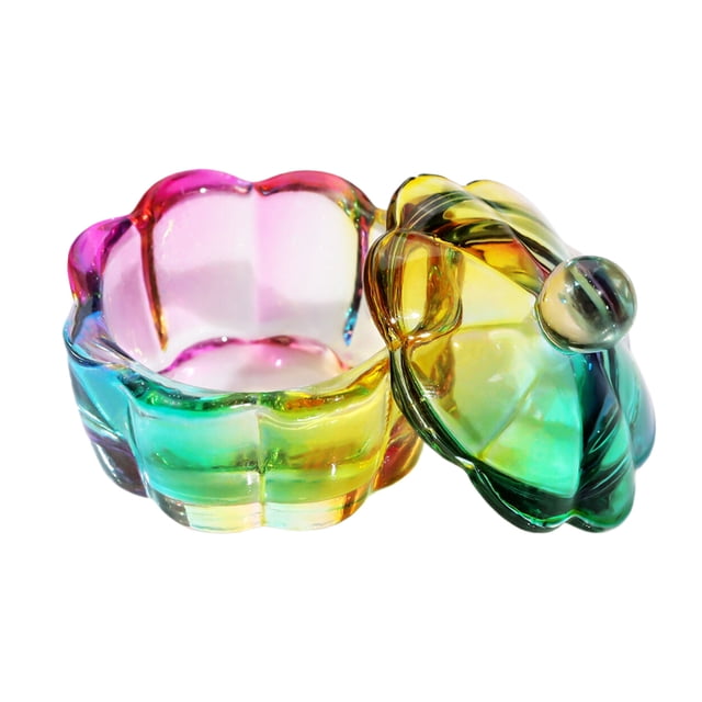 Copa de cristal para polvos líquidos, recipiente de agua con tapa, cuenco de cristal para salón y hogar
