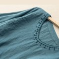 thumbnail image 7 of Wang6 Oversized 3/4 Sleeve Tops for Women Trendy Fall Loose Fit V Neck T Shirts Causal Embroidered Side Slit Graphic Tees Blue 0713-3/4 sleeve tshirts XXXXL, 7 of 7