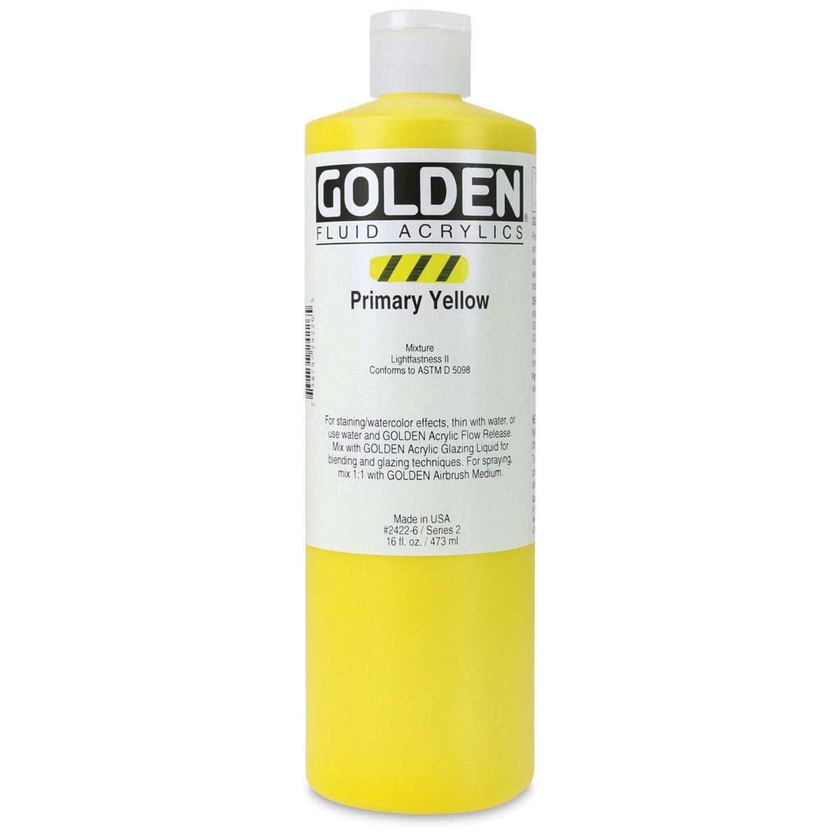 Golden Fluid Acrylic Paint - Primary Yellow, 16 oz