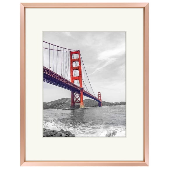 Frametory Marco De Fotos De Metal De 11 X 14 Con Alfombrilla Para Fotos De 8 X 10 Y Colección De Marcos De Fotos De Aluminio De Vidrio Real (Oro Rosa, 1 Paquete)