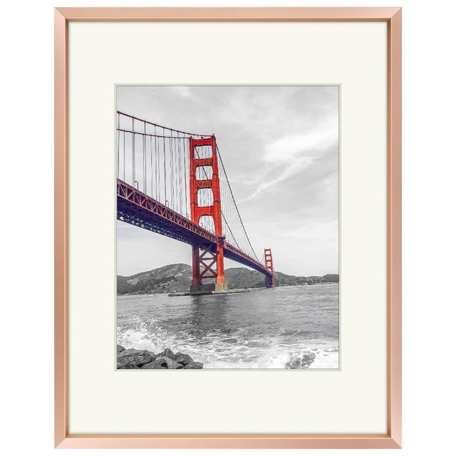 Frametory Marco De Fotos De Metal De 11 X 14 Con Alfombrilla Para Fotos De 8 X 10 Y Colección De Marcos De Fotos De Aluminio De Vidrio Real (Oro Rosa, 1 Paquete)
