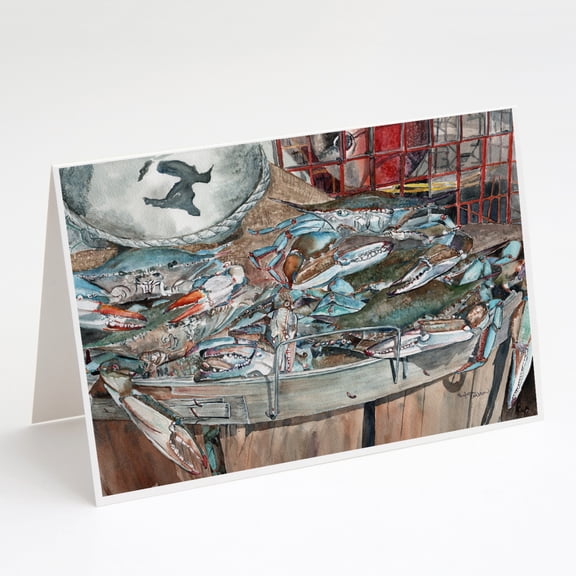Basket Full of Blue Crabs Greeting Cards and Envelopes Pack of 8