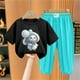 thumbnail image 2 of Odeerbi 2-12 Años Niño Niña Conjunto de Verano Camiseta de Manga Corta de Algodón Ice Silk Pantalón de Chándal Conjunto de Dos Piezas de Ropa Interior Estampada, 2 of 4