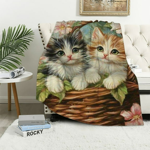 BCIIG Lovely Cat Throw Blanket - Soft Plush Flannel Blanket, Lightweight, Comfy, Warm, Fuzzy, Anti-Pilling for Sofa, Bedroom, Bed, Outdoor Blanket for Men Boy   40x50in