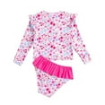 thumbnail image 2 of Baby Girl Swimsuit Girls Swimsuits Bikini Set Kids Long Sleeve Sun Protection Bathing Suit 2 Piece Swimwear Girls' Swimwear Pink 6 Years-7 Years, 2 of 7