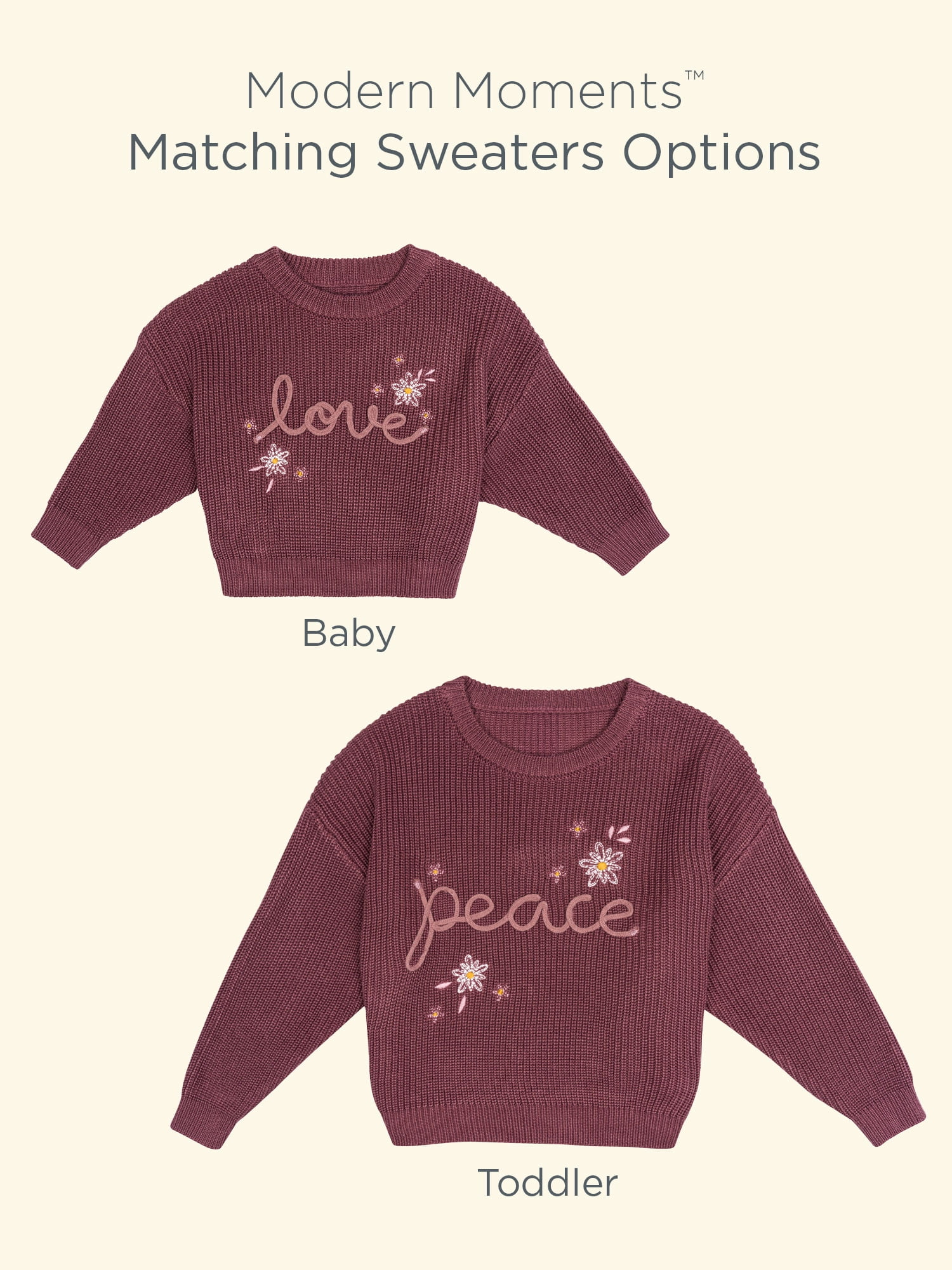 Modern Moments by Gerber Toddler Girl Sibling Matching Sweater, Sizes 12 Months - 5T