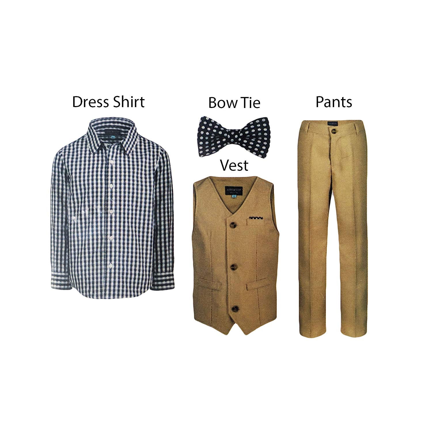 Size 6 or 7 Andy /& Evan Boy/'s Premium 4 Piece Vest Set