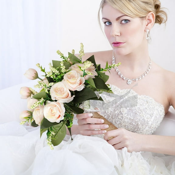 Giunmcul Festival Gift Bridal Bridesmaid Champagne Rose Hand Bouquet License Photo Handle Bouquet Wedding Simulation Bouquet