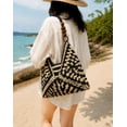 thumbnail image 2 of Handmade Woven Straw Tote Bag, Summer Beach Shoulder Handbag, Magnetic Closure Casual Travel Purse for Women, 2 of 7