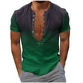 thumbnail image 2 of S-5XL Plus Size Shirts for Men Big & Tall Short Sleeve Tshirts Button Deep V Neck Pullover Gradient Printed Breathable Casual Going Out Tops, 2 of 5