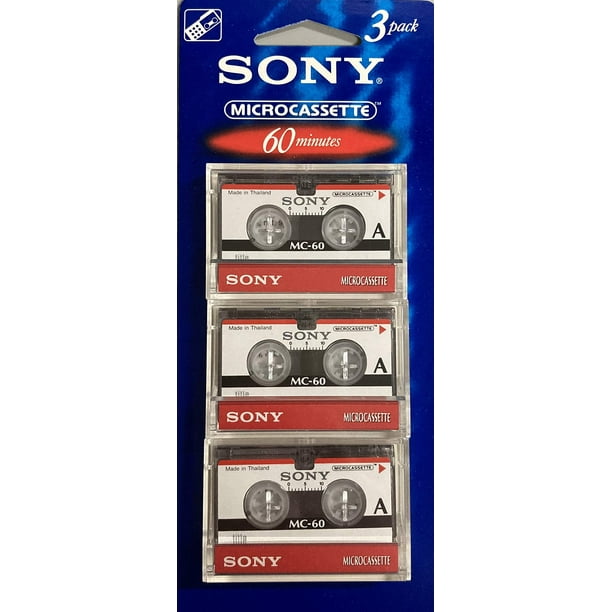 Microcassette Sony 3MC-60B, 60 minutos, paquete de 3 unidades para dictado