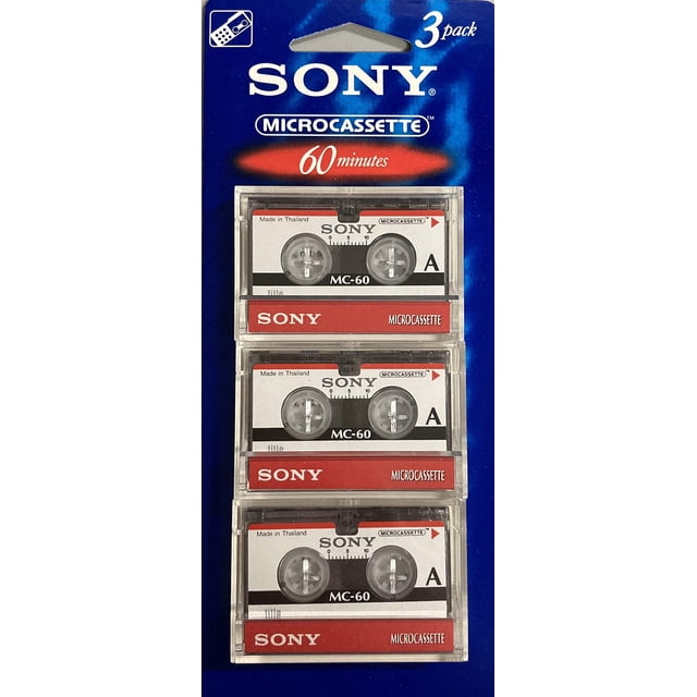 Microcassette Sony 3MC-60B, 60 minutos, paquete de 3 unidades para dictado