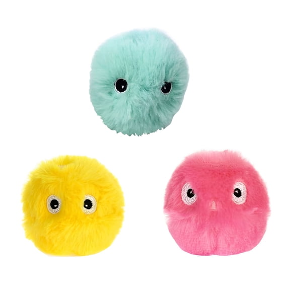 BESTSKY Fluffy Plush Cat Toys for Indoor Cats, 3 Pack Adorable Lifelike Animal Chirping Sound Balls, Interactive Catnip Ball Toys for Cat Exercise, Batteries Replaceable