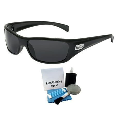 Bolle 11227 Women's Copperhead Sunglasses with Shiny Black Frame & Polarized TNS Lens + Enhanced Lens Cleaning Kit