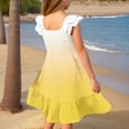 thumbnail image 5 of HCNTES Girls Casual Dresses Sweet Pink and White Ombre Smocked Ruffle Sleeve Dress for Summer, 5 of 6