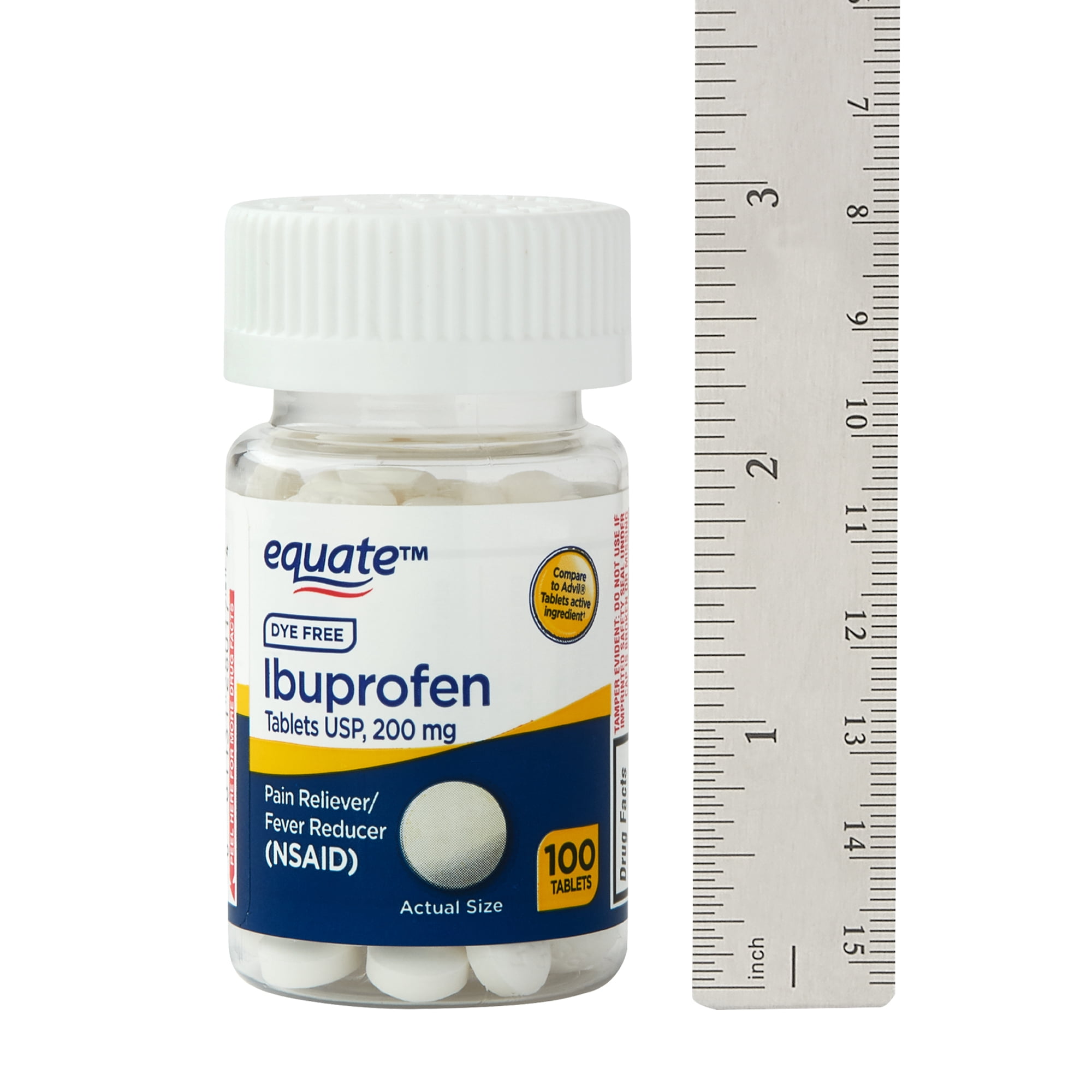 Equate Dye Free Ibuprofen Tablets 200 Mg 100 Count Walmart Com Walmart Com