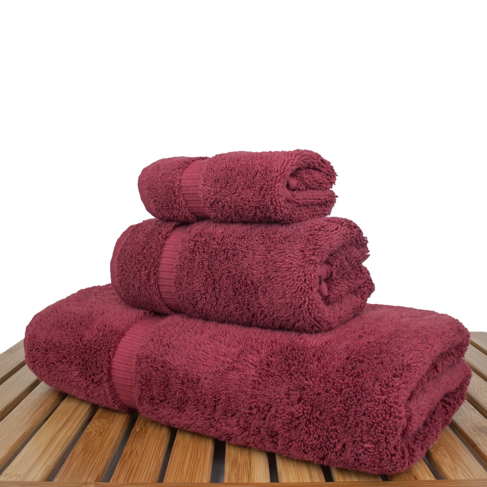 BC BARE COTTON Luxury Hotel & Spa Quality Collection, 100% Turkish Cotton, 750+ GSM, Eco Friendly Towel Set, Bath Towel, Hand Towel, Washcloths (3 Piece, Cranberry) (562-414)