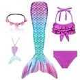 thumbnail image 1 of 2023-5 unids/set niñas cola de sirena traje de baño niños La Sirenita disfraz Cosplay ropa de playa traje de baño-1, 1 of 3