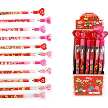 TINYMILLS 24 Pcs Valentine's Day Heart Multi Point Pencils Party Favors Goodie Bag Stuffers Carnival Prize Classroom Exchange Valentine's Day Pencils