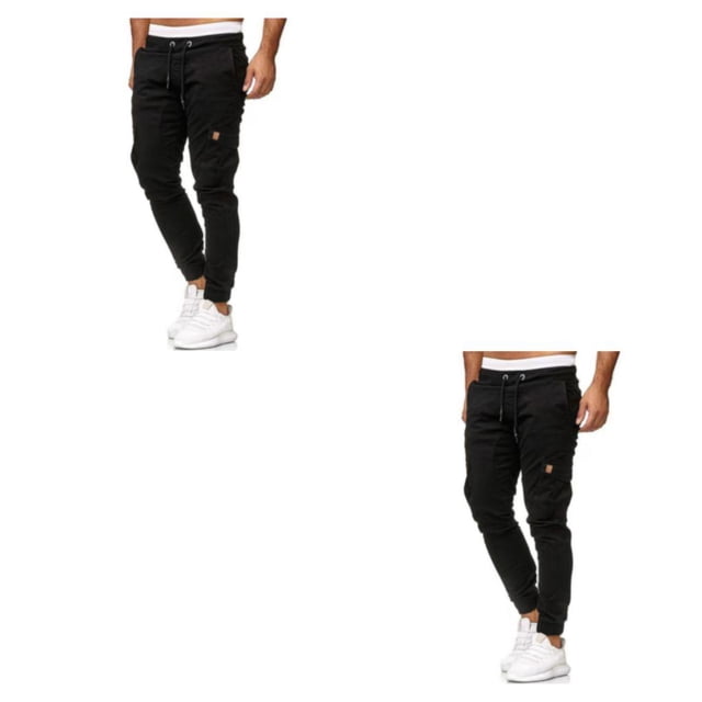 Minnieouse Pantalones de hombre Reemplazo casual Elegante Multi-bolsillo Lavable Fácil de combinar Pantalón largo Ropa general Negro 4XL Negro 4XL 2Conjunto